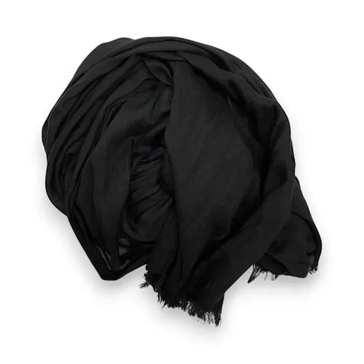 Echarpe unie en modal pur Noir 1.webp